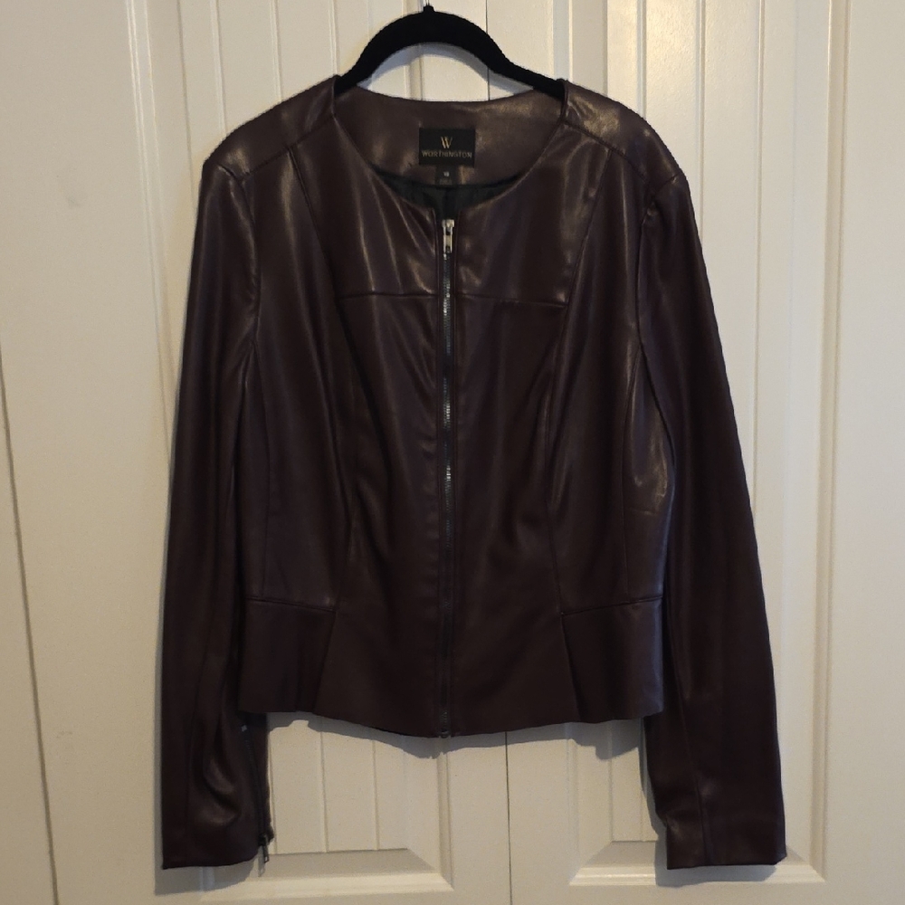 Worthington Deep Maroon Leather Jacket
